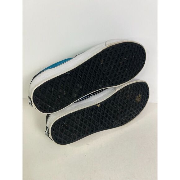 Vans Shoes Womens Sz 8 Off The Wall Glitter Black Blue Skate Sneakers Lace Up - Picture 10 of 13